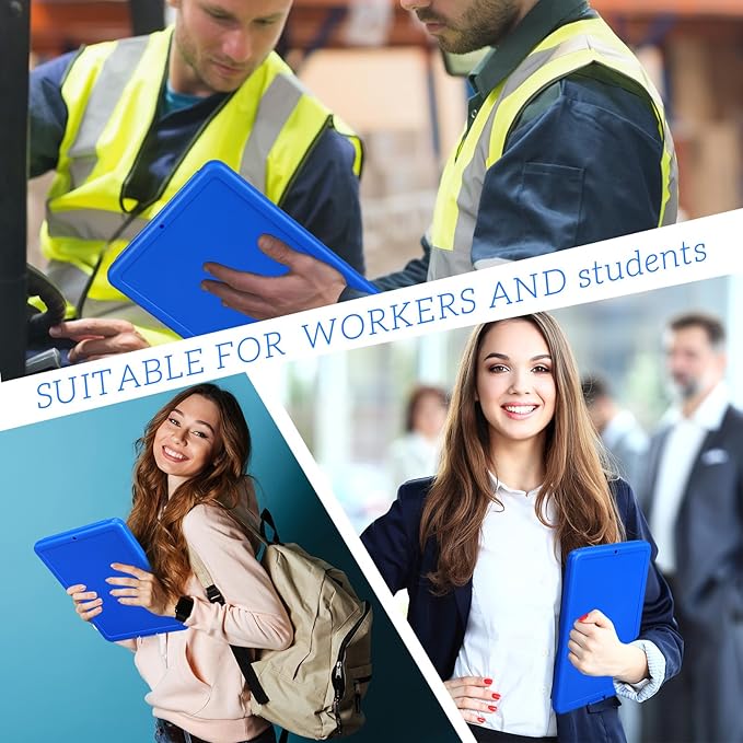 Ireer 12 Pcs Plastic Clipboard with Storage Heavy Duty Portable Writing Boards for 150 Sheet A4 Paper with Pen Holder Large Capacity Clipboards for Nurse Teacher Student Classroom Office(Blue)