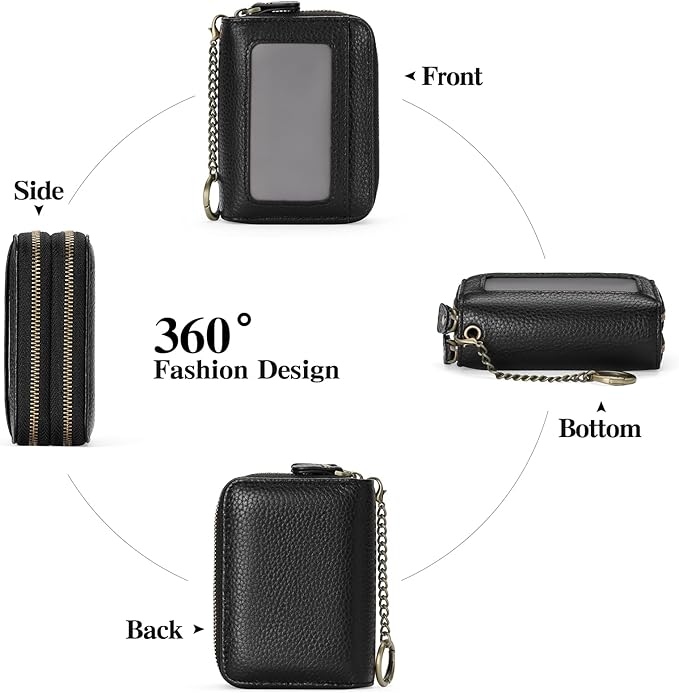 GOIACII Small Genuine Leather Wallet for Women, RFID Blocking Credit Card Holder Wallet