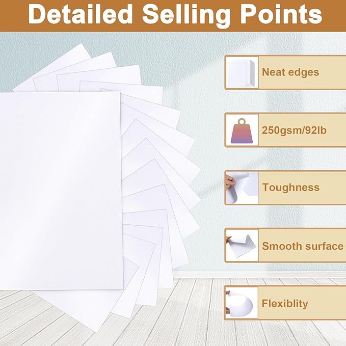 Silunkia 28 Sheets White Shimmer Cardstock 8.5 x 11 Printer Paper, 92lb Heavyweight Paper Card Stock for DIY Card Making, Greeting Cards, Wedding Invitations, Menus, School Crafts
