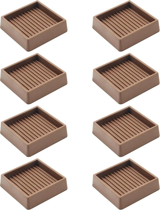 2.5X2.5 Rubber Caster Cups, Non Slip Furniture Pads, Anti-Slip Gripper, Anti Skid Furniture Feet, Anti Slide Floor Protector for Bed Couch Stoppers - 8 Pack Brown