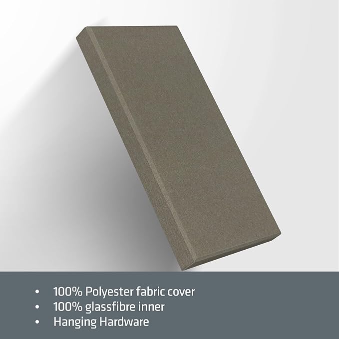 UMIACOUSTICS 4 PCS Acoustic Panels with Hanging Hardware, 2” Thick Fiberglass Sound Proof Panels for Studios, Office, Home Theater Ceiling or Wall- Light Tan