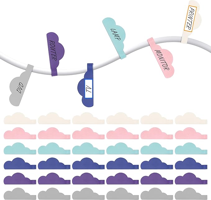 Nearockle 36Pcs Cable Labels for Organizing Wires and Identification, Upgraded Large Size Cord Labels for Electronics Cable Management, Write on Cord Tags-Multicolor