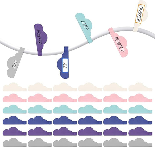 Nearockle 36Pcs Cable Labels for Organizing Wires and Identification, Upgraded Large Size Cord Labels for Electronics Cable Management, Write on Cord Tags-Multicolor