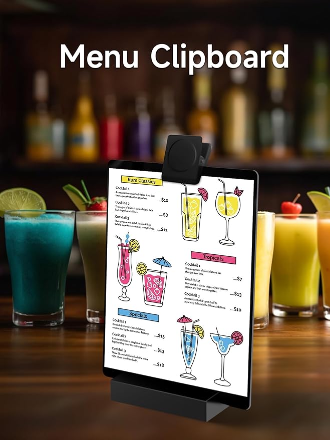Kivsty 2 PCS Desktop Black Dry Erase Board with Stand - 12” x 8” Small Acrylic Black Board with Marker and Magnetic Clip, Reusable Desk Notepad, to-Do List, Menu Board Signs for Bar, Office, Home