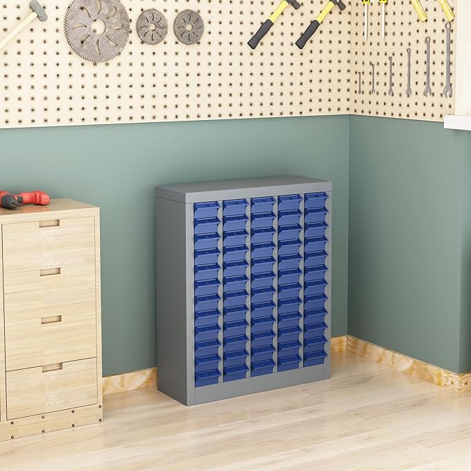 Exerock 60 Drawer Tool Storage Cabinet with ABS Drawers, Bolt and Nut Organizer Parts Box, Hardware Shelving Unit for Garage and Workshop