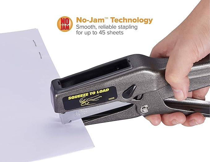 Bostitch Office B8 Plier Heavy Duty Stapler with 1250 1/4" Staples - Full Strip Metal Bostitch Stapler for Cardboard, Paper and Fabric (45 Sheet Capacity)