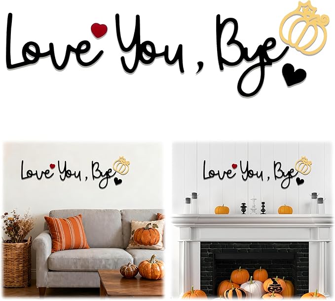 Love You Bye Wood Sign,Fall Decoration for Home&Halloween Decoration Fall Decor Autumn Wall Decor Wooden Pumpkin Sign forHallway Entryway Door,Porch,Fireplace Mantel Thanksgiving Farmhouse Living Room