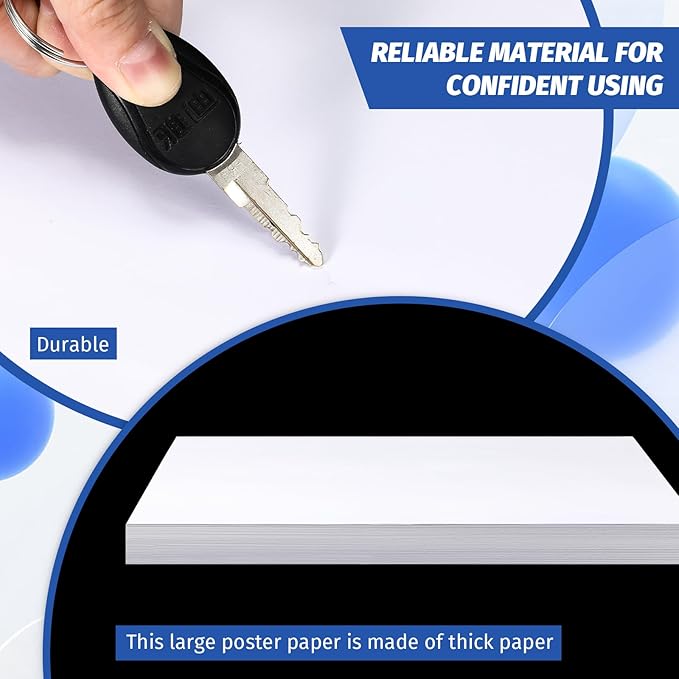 Gersoniel 100 Pcs Printer Paper 11 x 17 Inch Copy Paper 52 lb Glossy Paper Heavy Weight Cardstock Tabloid Paper Heavy Card Stock for Presentation Laser Back to School Office Supplies(White)