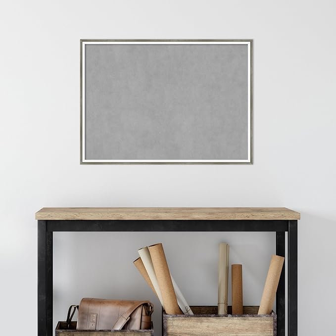 Amanti Art Silver Framed Magnetic Board 21x29 Medium Vision Board for use with Magnets, 100% Metal Sheet to Display Items as Office Decor or for Home Organization in mudroom, Kitchen or Kids Room