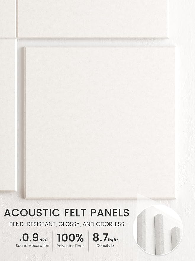 Bumusty Large Cork Board 47"x35" Alternative - 12 Pack Felt Wall Tiles with 70 Safe Removable Adhesive Tabs, 30 Pushpins, Cork Boards for Walls Pin Board Bulletin Board Office Decor (Milky White)