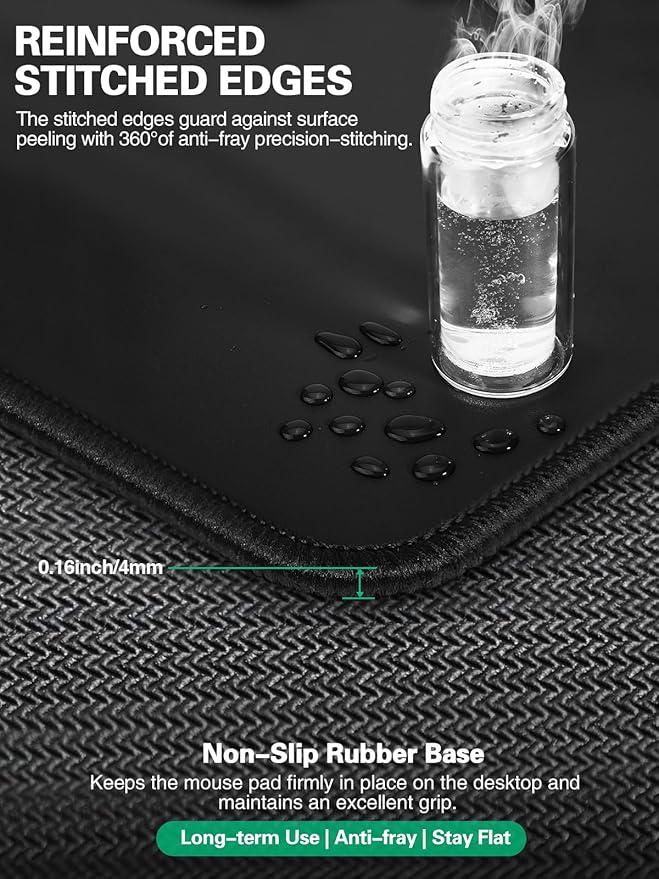 Mouse Pad, Office Desk Mat, Large Gaming Mousepad with Superior Micro-Weave Cloth, XXL Desk Pad with Stitched Edges, Non-Slip Writing Pad for Gamer, Laptop, Work & Home