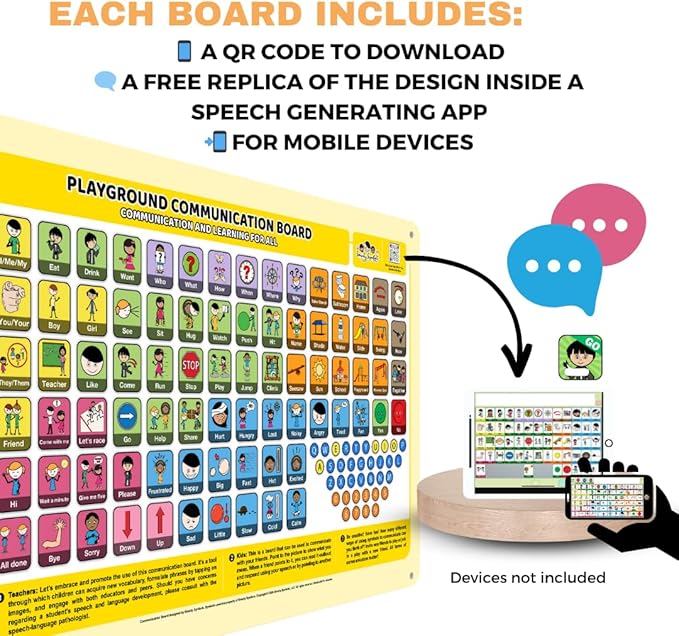 Outdoor Rated Plastic School Playground Communication Board - Weather-Proof Inclusive Communication Aid for Autism & Inclusive Play