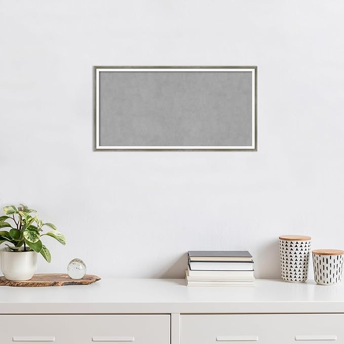Amanti Art Silver Framed Magnetic Board 13x25 Small Vision Board for use with Magnets, 100% Metal Sheet to Display Items as Office Decor or for Home Organization in mudroom, Kitchen or Kids Room