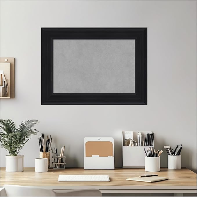 Amanti Art Black Framed Magnetic Board 17x23 Small Vision Board for use with Magnets, 100% Metal Sheet to Display Items as Office Decor or for Home Organization in mudroom, Kitchen or Kids Room