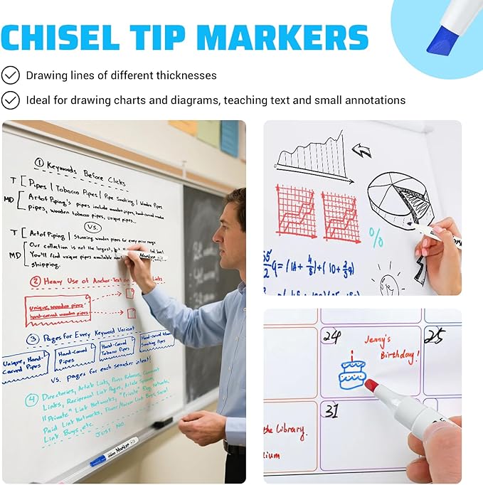 ANYUKE Low Odor Dry Erase Markers, Chisel Tip Whiteboard Markers Non-Toxic, 40 Count 4 Colors Dry Erase Pens, White Board Markers Dry Erase for Classroom Must Haves, Teacher & Office Supplies