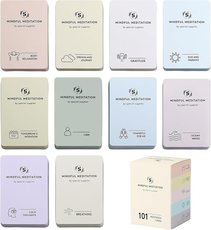 Special Supplies 101 Mindfulness & Meditation Cards Daily Self Care Kit for Stress & Anxiety Relief Relaxation Gifts for Teens and Adults Motivational Cards for Women -Positive Affirmations