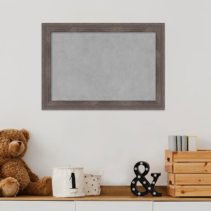 Amanti Art Grey Framed Magnetic Board 15x21 Small Vision Board for use with Magnets, 100% Metal Sheet to Display Items as Office Decor or for Home Organization in mudroom, Kitchen or Kids Room