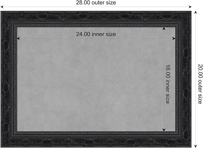 Amanti Art Black Framed Magnetic Board 20x28 Medium Vision Board for use with Magnets, 100% Metal Sheet to Display Items as Office Decor or for Home Organization in mudroom, Kitchen or Kids Room