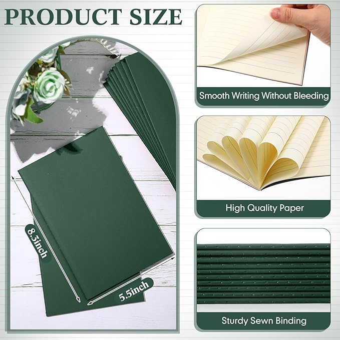 Mimorou 100 Pcs Journals Notebooks Bulk - Kraft Softcover A5 Small Notebooks 5.5 Inch x 8.3 Inch Notepads with 60 Page 30 Sheet for Writing Sketch Travel Office Supplies(Green,Lined)