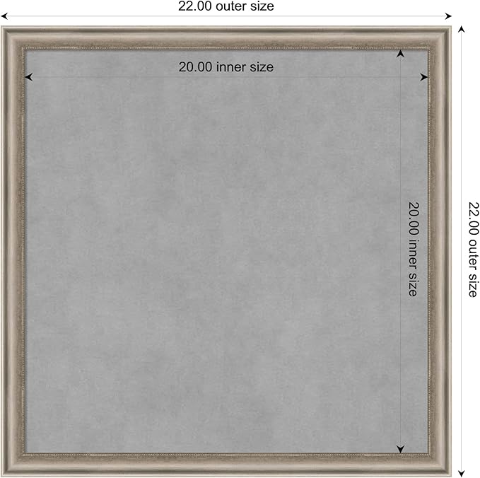 Amanti Art Silver Framed Magnetic Board 22x22 Medium Vision Board for use with Magnets, 100% Metal Sheet to Display Items as Office Decor or for Home Organization in mudroom, Kitchen or Kids Room