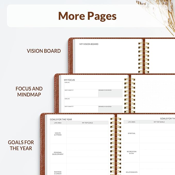 SUNEE 2026 Planner 5.9" x 8.3" – Dated Productivity Planner for Time Management - Daily,Weekly & Monthly Planner to Achieve Goals - Planner 2026 dated from January 2026 – December 2026,Brown