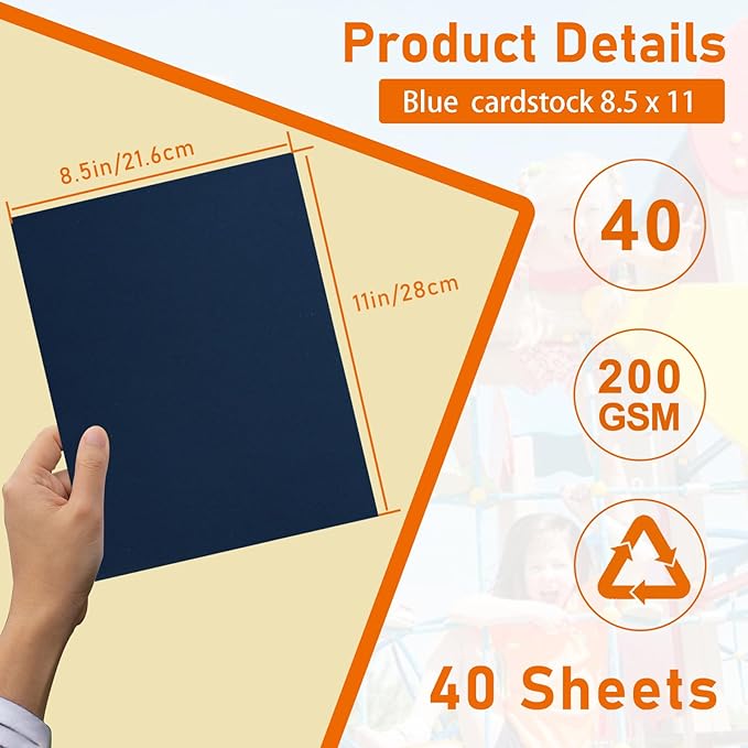 Guakicae 40 Sheets Navy Blue Cardstock 8.5 x 11 Copy Paper, 200gsm/75lb Heavyweight Paper Card Stock for Christmas DIY Making Cards, Wedding Invitations, Crafting, Memus, Greeting Cards