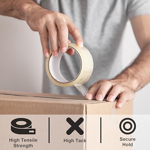 TUDCAMAX Transparent Packaging Tape for Sealing & Packaging, 1Roll - 1.77in × 0.7in ×142yards, High Tensile Strength, High Tack, Secure Hold