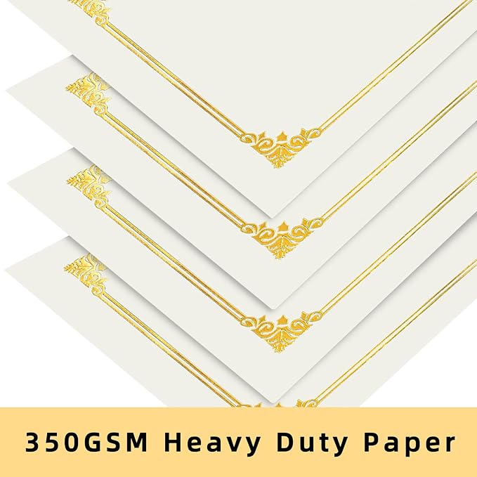 HAUTOCO 30 Packs Certificate Holders, Cream Color Diploma Folders Certificate Covers with Gold Foil Border for Letter Size 8.5x11 Cardstock, Award, Document, Graduation