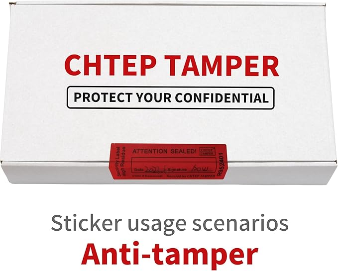 ChtepTamper 100 Pieces Total Transfer Tamper-Evident Stickers Security Labels Great for Goods Shipping,Exchange of Agency Files, Privacy Protection or More(Serial Number 0.8 * 2.4inches Red)