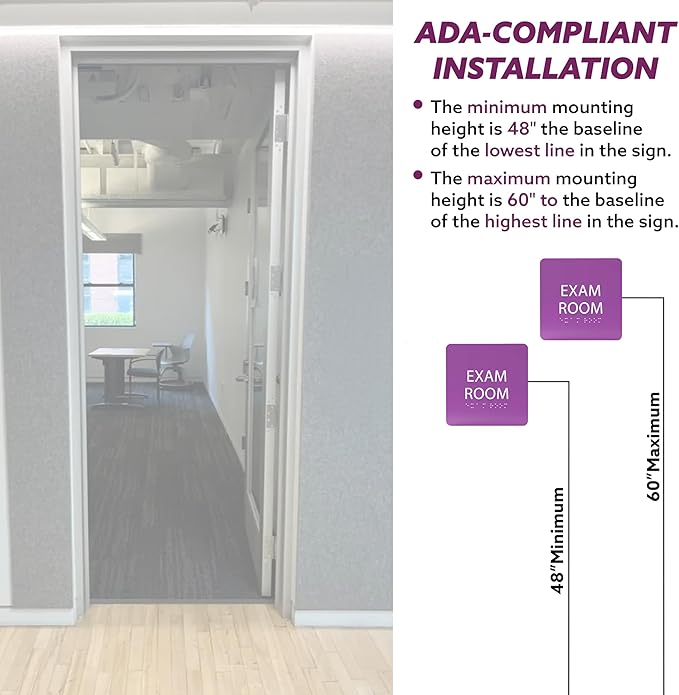 ADA CENTRAL SIGNS - 6" X6" Exam Room Sign - ADA Compliant Tactile Graphics Grade 2 Braille Text Acrylic Wall Signs - Educational Institution Directional Assistance Test Center Door Sign for Schools