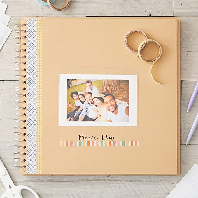 Juvale Index Card Holder Sleeves - 4 x 6 in, Clear, 100 Ct, Classic - Adhesive Photo Pockets & Label Holders for Binders & Storage Bins - Photo Sleeves for Drawer, Shelf Labels & Index Card Storage