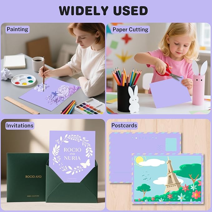 Cardstock 8.5 X 11, 40 Sheets, Light Purple Card Stock, 75lb/ 200gsm Copy Paper, Cardstock Printer Paper For Art, Drawing, Invitations, DIY Cards, Craft, Construction, School & Office Supplies