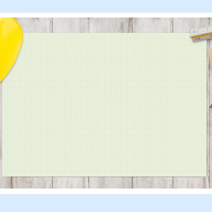 Fuyoooo 25 Sheet Graph Paper Pad 24" x 36" Large Graph 1" and 1/4" Ruled Grid Paper for Engineer Architect Designer Mathematician Draftsmen Sketch House Commercial Building Plan Drafting(Green)