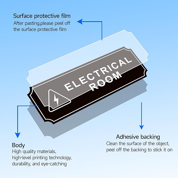 Electrical Room Door Sign for Business，Self-Adhesive Durable Modern Electrical Closet Room Sticker for Home, UV and Weather Resistant Authorized Personnel Only Signs for Business ，Workplace