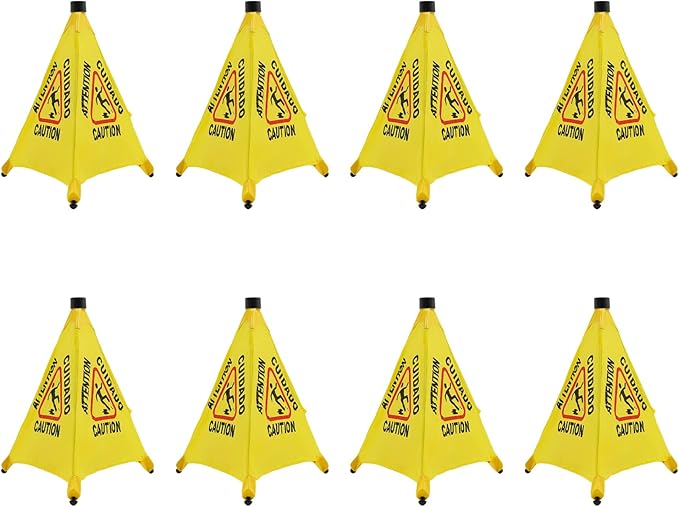 20 inch Wet Floor Sign 8 Pcs, Pop up Foldable Wet Safety Signs with Storage Tube Commercial Caution Safety Cone Pop up Caution Sign, for Stores Grocery Restaurant Restroom Office Hotel (8)