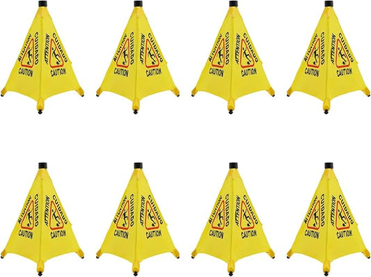20 inch Wet Floor Sign 8 Pcs, Pop up Foldable Wet Safety Signs with Storage Tube Commercial Caution Safety Cone Pop up Caution Sign, for Stores Grocery Restaurant Restroom Office Hotel (8)