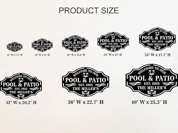 Personalized Name Metal Pool Sign,Patio Signs for Outside, Custom Pool Bar Sign, Backyard Oasis Sign,Patio Decor Outdoor,Pool Tropical Coastal Decor,Pool Decorations Outdoor