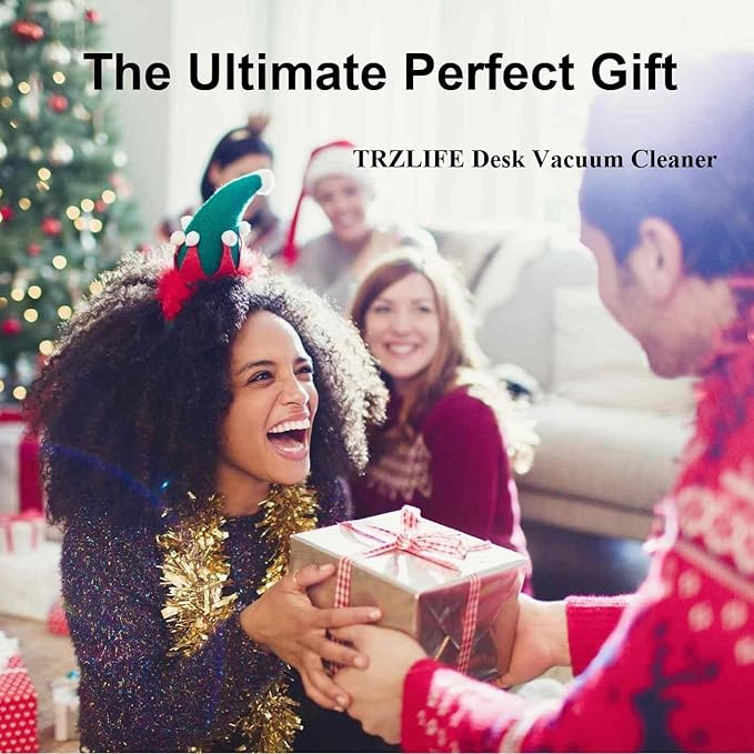 TRZLIFE Desk Vacuum Cleaner, Upgraded Mini Desktop Vacuum AA Battery More Durable Desk Accessory Sucks up Tiny Items and Crumbs from Desktop Drawer Countertop Ideal as a Valentine's Day Gift