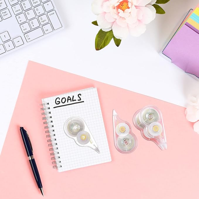 Lewtemi 60 Pcs White Correction Tape Bulk, 39.4 ft Wrong out Tear Resistant Tape Easy to Use Applicator for Office School Teachers Note Taking Journal Scrapbooking Home Supplies