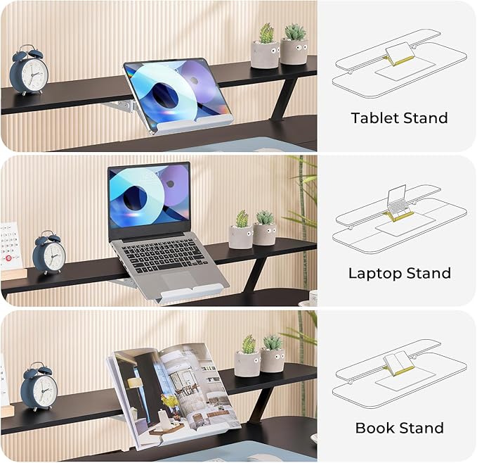 COMHOMA Electric Standing Desk with Drawers, 55 x 24 Inch Sit Stand up Desk with Monitor Stand, Laptop Stand, Height Adjustable Home Office Computer Desks with Memory Preset Controller (Ebony Black)