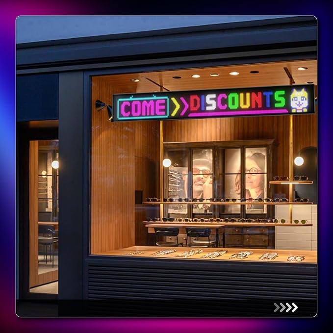 Large Programmable LED Sign, P5 Resolution Indoor Store LED Sign, Bluetooth APP, for Business Retail Shop Window Display (43"x 6")
