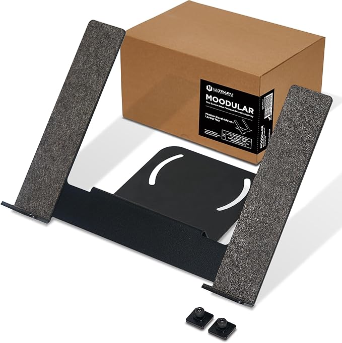 ULTRARM Moodular Add-ons Laptop Tray Stand [Accessory Only - Requires Moodular Wooden Monitor Stand Slide Rails for Use] Black MSA-LT