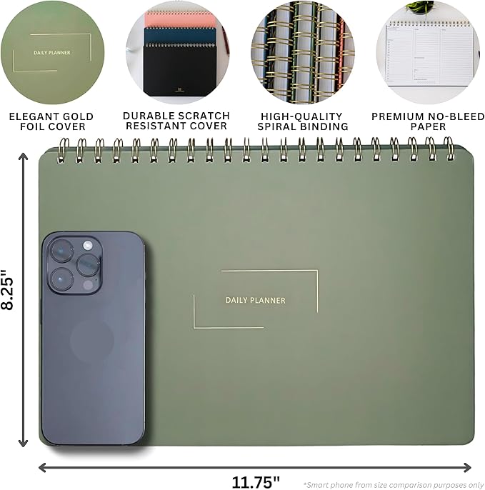Merely Home Undated Daily Planner | 8.25” x 11.75” Work To-Do Notebook | ADHD Academic Organizer | Multi-Layout | Men and Women Planner | College Supplies | Pink | Landscape Layout