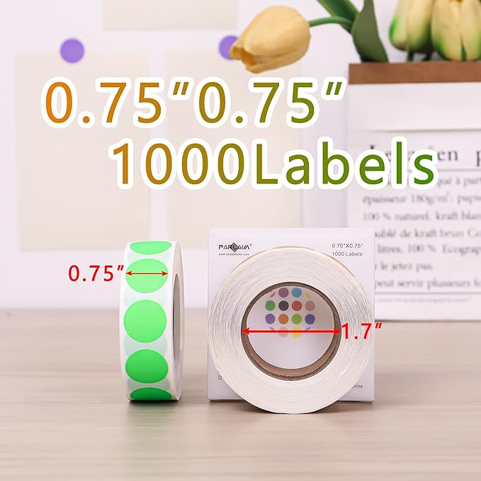 PARLAIM 3/4 Inch Roll Color Coding Labels,1000 per Roll Round Permanent Adhesive Color Coding Circle Dot Stickers for Office Business(Fluorescent Green)