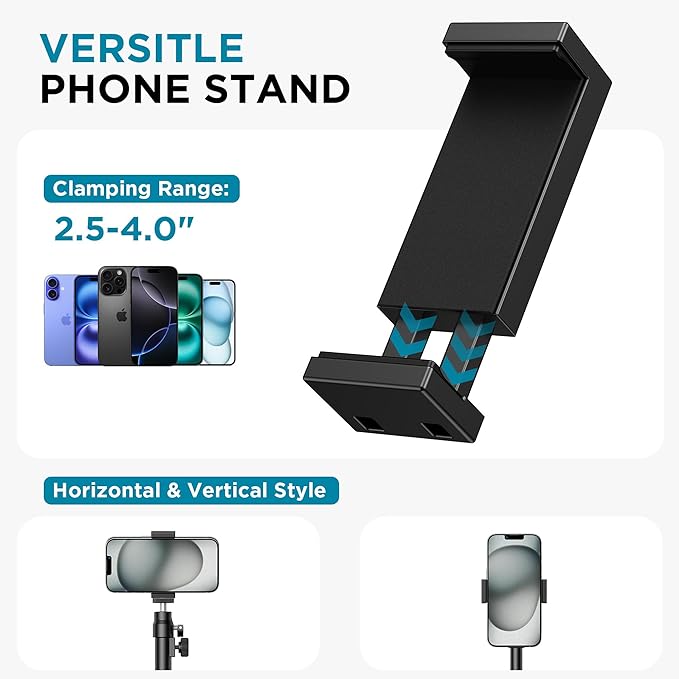 InnoGear Webcam Tripod, Extendable Webcam Stand for Desk Camera Stand Mount with Phone Holder for Webcam C922 C930e C920S C920 C615 C960 C920x BRIO 4K NexiGo N60, Right Light, GoPro with 1/4" Thread