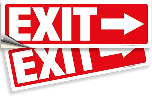 iSYFIX Exit Signs Stickers 2 Pack 12x4 Inch - Laminated Premium Vinyl Directional Right Arrow Signs for Buildings, Office, Workplace, Stores, Schools, Theaters, Parking, Restaurants, Factories