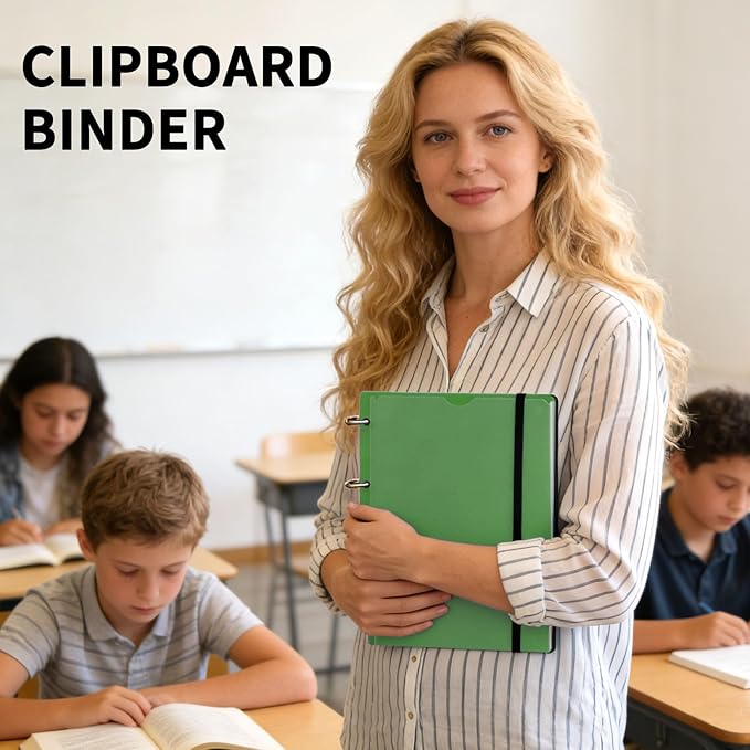 Tashkummy 360° Pivotable 3 Ring Clipboard Binder, Foldable Binders 1 Inch Fits 8.5" x 11", Medical Nursing Foldable Clipboard Binder for Home, School, Office, Doctors- Green