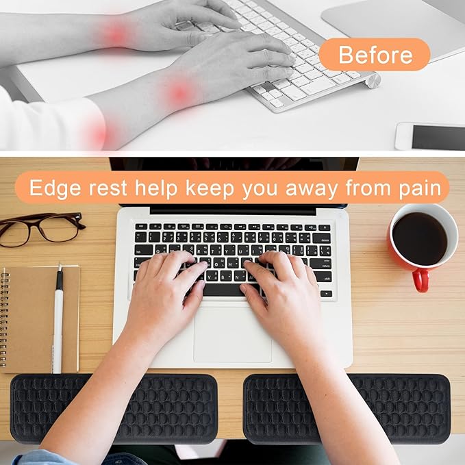 L-Shaped Desk EdgeRest, 2-Piece Set,Desk Elbow Pad, Ergonomic Design, Suitable for Desk and Table Edge, Memory Foam Material, Non-Slip and Wear-Resistant, Black Oval9（Fabric）