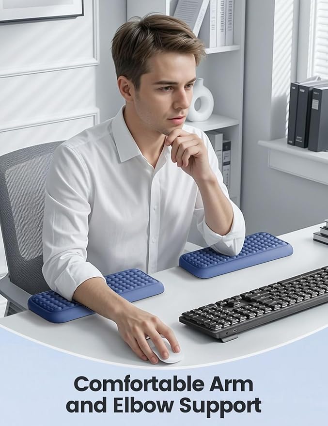 Vaydeer 2Pcs Elbow Pad for Desk, L-Shaped Arm Rest Desk Edge Cushion, Ergonomic Memory Foam Elbow Rest Wrist Support Keyboard Mouse Padding for Palm Hand Office Computer Home Gaming Accessories-Pink