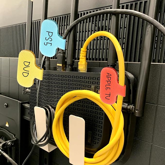 SZ.haitun 40 Pack Cable Labels Tags, Multi-Color Write On Wire Cord Tags and Charger Labels Waterproof for Cable Management and Identification Electronics (Rectangular)